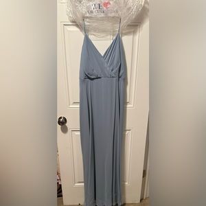 Birds Grey Kaia Dusty Blue Bridesmaid Dress